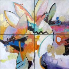 Abstract Tile Backsplash Warren Cullar Leaf Art Ceramic Mural WC153