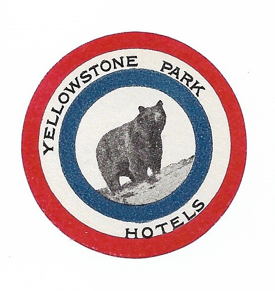 Authentic Vintage Luggage Label ~ YELLOWSTONE PARK HOTELS ~ Mini Version 1.5