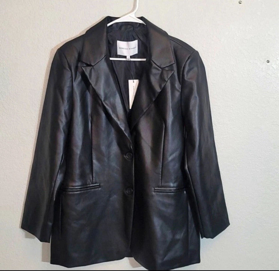 Rebecca Minkoff Lambskin Leather Blazer Oversized Blazer