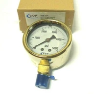 Pressure Gauge 2-1/2" Face Brass Case 0-5000 PSI 1/4" NPT Lower Filled T0012