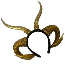Devil Horns Headband, Black Devil Horns Horns Maleficent Horns Headband Gold