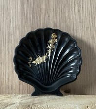 Deko Muschelschale Seifenschale Schmuck  Strand Maritim Schwarz & Gold Unikat