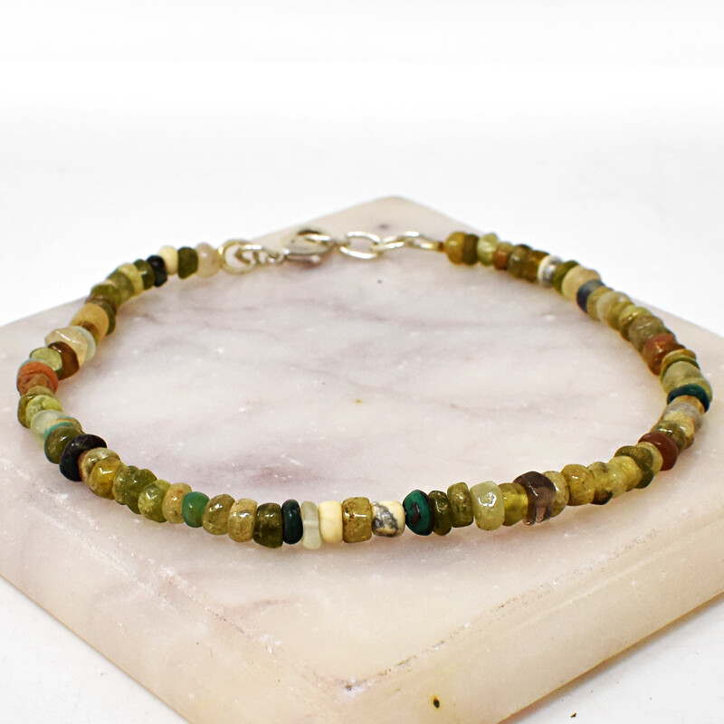 Mix Gem 51.00 Cts Natural 8 Inches Long Round Shape Beads Bracelet JK 26E237