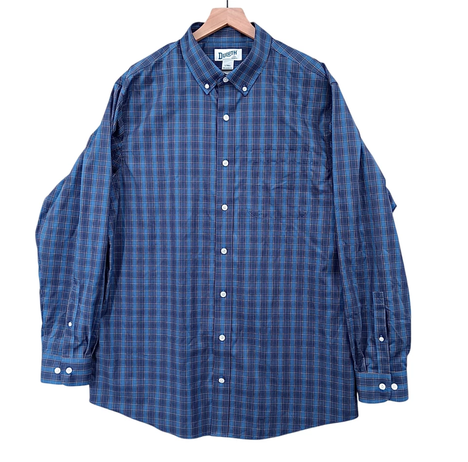 Duluth Trading Co Shirt Mens LT Large Tall Blue Plaid Button Down Long Sleeve 48 - Image 2 of 4