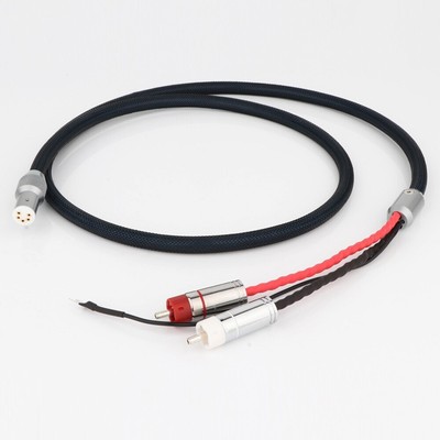 Silver Plated With RCA 5 pin DIN Audio Phono Tonearm Cable with Ground Wire