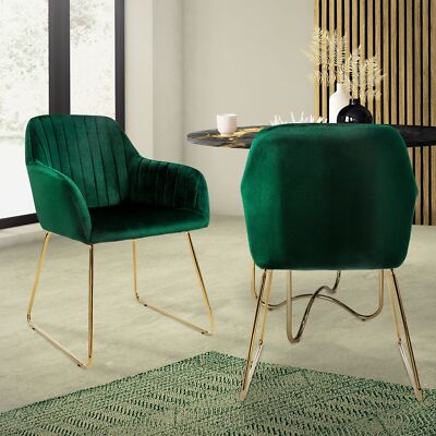 Sedie Imbottite Sedie Velluto Verde E Oro Set 2x Poltroncine