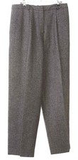 Talbots Women's Size 10 Black Cross Hatch 100 Wool Front Zip Pleated Front Pant
