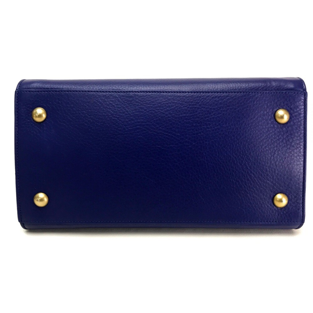 SAINT LAURENT PARIS Mini M Two Borsa a mano a 2 vie in pelle blu