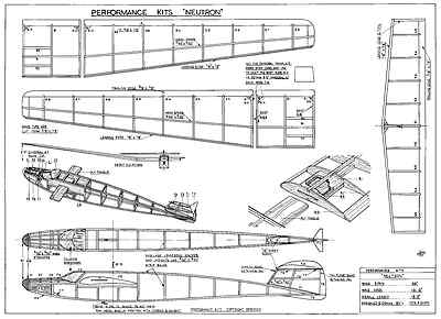 PERFORMANCE KITS NEUTRONENFREIFLUGSEGELFLUGZEUG 36'' SPANPLÄNE