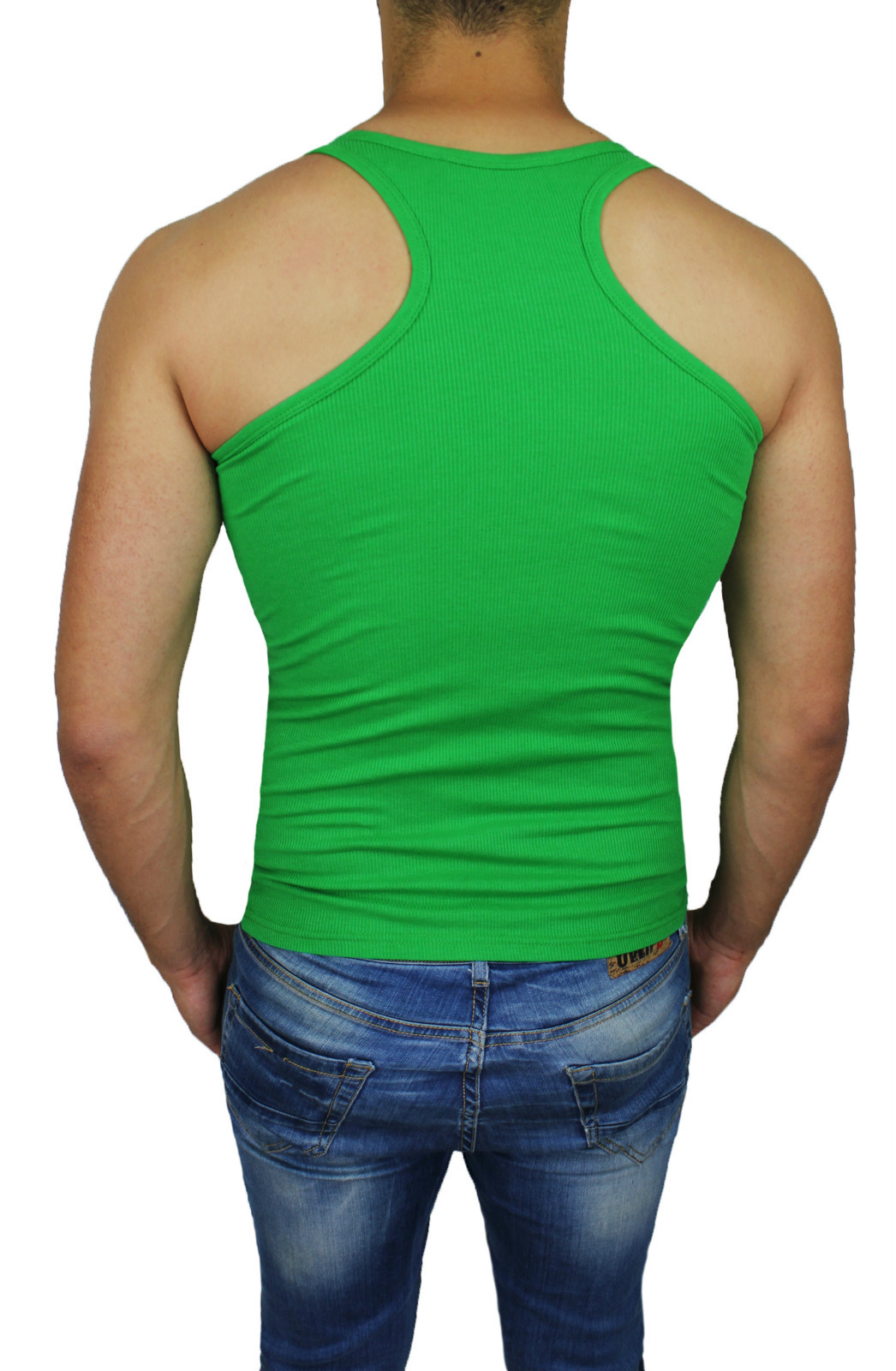 Canotte Bianche Uomo Canotta Uomo Celeste A Costine Slim Fit