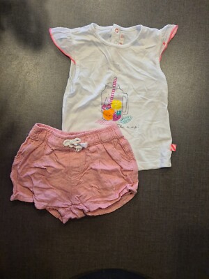 Girls 12-18 months designer fruit t-shirt Top shorts outfit summer bundle Next d