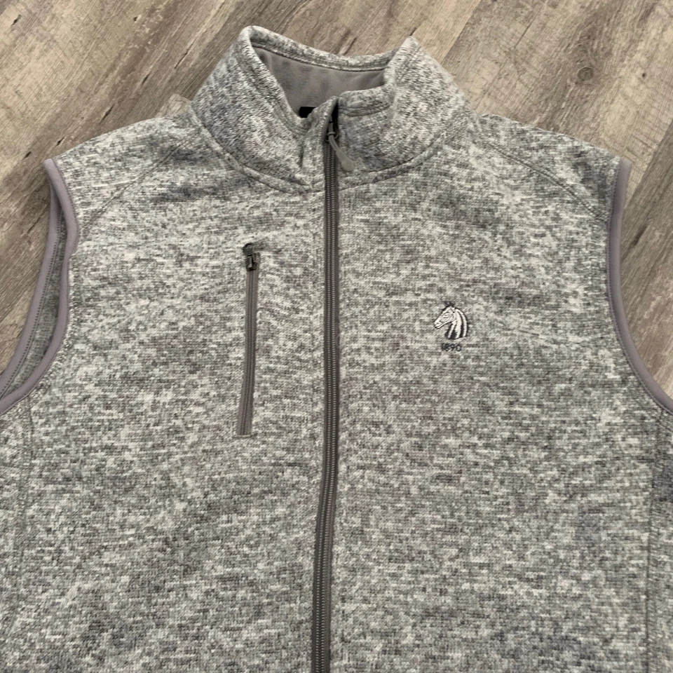 Chaleco Charles River Para Hombres Talla Grande Exterior Suéter Gris Jaspeado Cremallera Completa Vellón Foto 3 de 4