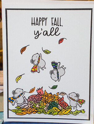 Stampin Up Card Kit Fall Autumn  mice leaves Copics