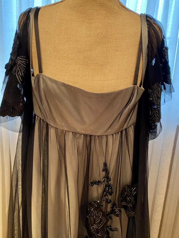 Gorgeous KENZO Black Long Net Dress. Attached wide net belt allow you to style — 第 3/4 张图片