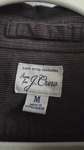 Vintage J.Crew Men Corduroy Button Up Shirt Size M Brown Long Sleeve NWT - Picture 3 of 12
