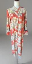 Gorgeous Citron Santa Monica Long Silk Robe Jacket Kimono Duster Cranes Sz S