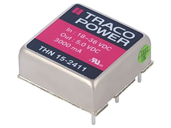 Thn 15-2411 Wandler: Dc/Dc 15W Ueing: 18-36VDC Uausg: 5VDC Iausg: 3000Ma Traco P-image