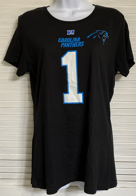 Women's NFL Carolina Panthers #1 Cam Newton Jersey T-Shirt, Large Black Back Hit