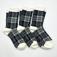BOMBAS 3 Pairs Women's Lightweight Calf Socks Grid Size Med 8-10.5 Black