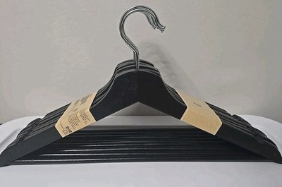 IKEA Bumerang Wooden Clothes Hangers Black Set of 8