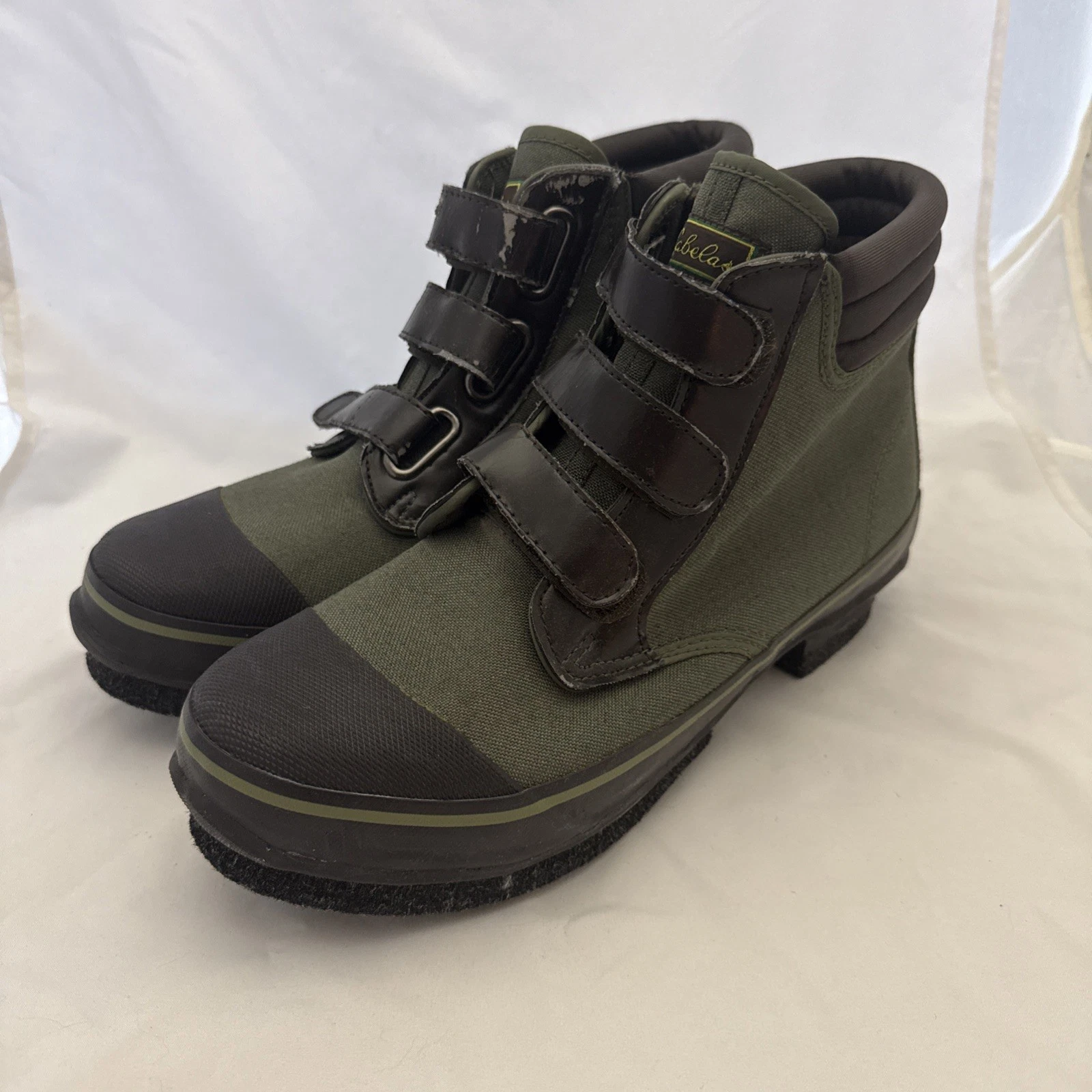 Mens 911 Cabela's Wading Boots Olive Ultralight Fishing Hook Loop Felt Sole Read
