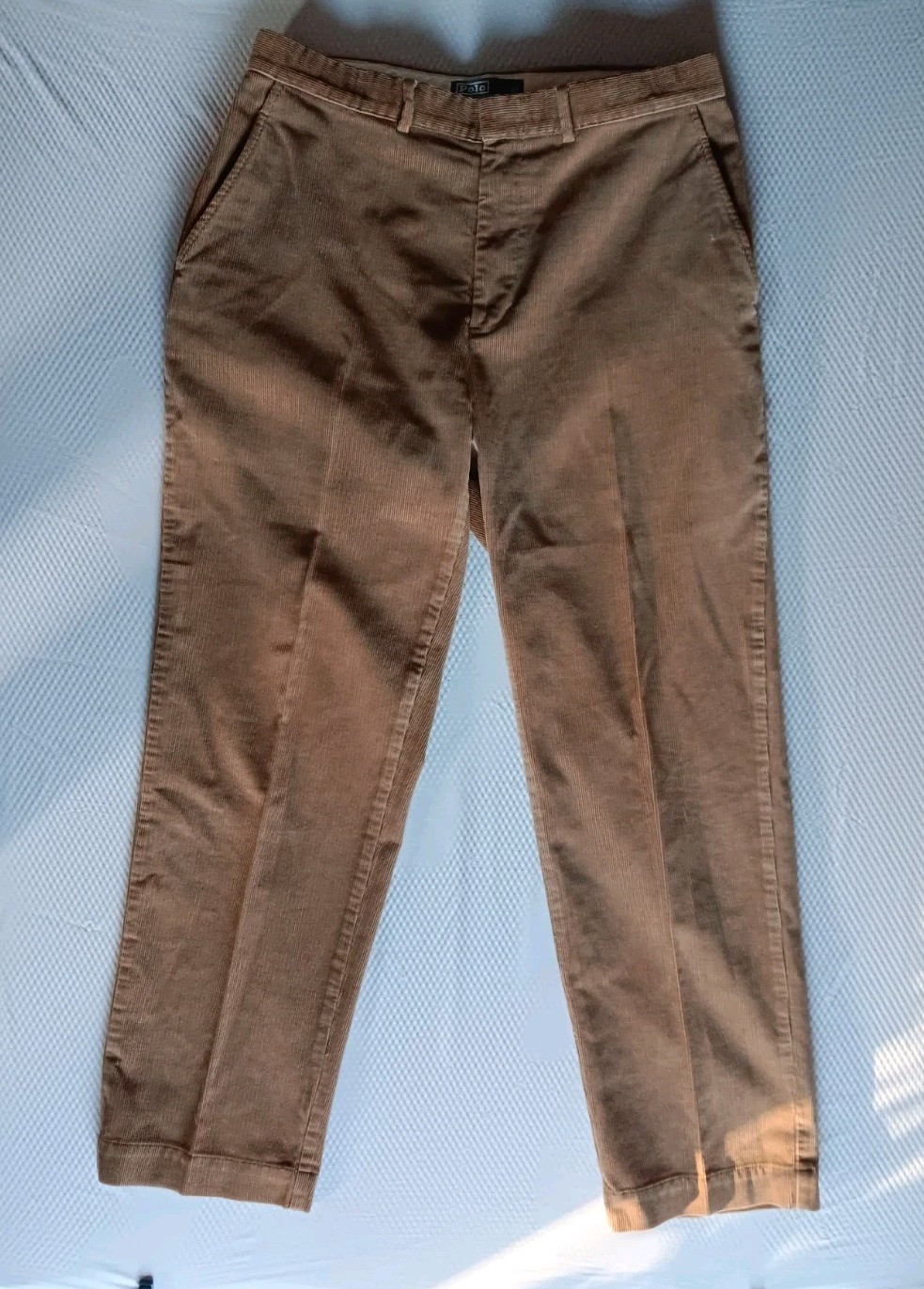 Ralph Lauren Corduroy Pleated Pants Mens 34x31 Brown Straightbell