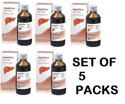 Alpha-Liv Liver Tonic   Pack of 5 × 100ml Bottles | Homeopathic Liver Support