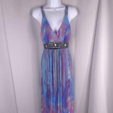 Vestido Midi Floral Azul De Colección M L Calado Tachonado Babydoll Hada Y2K Indie Grunge