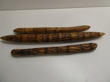 3 VINTAGE ASSORTED INDIGENOUS AUSTRALIAN ABORIGINAL WOOD CARVED MUSIC STICKS