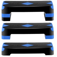 27" Aerobic SteperExercise Non-Slip Surface Platform Stepper Adjustable Blue