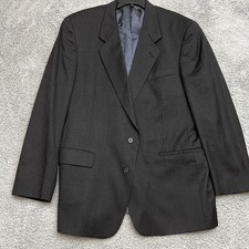 Hart Schaffner Marx Blazer Mens 46L Gray Excellent Wool Gold Trumpeter Jacket