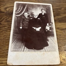 Antique Cabinet Photo Older Woman, Boy  Girl, Grandchildren, Nicely Dressed