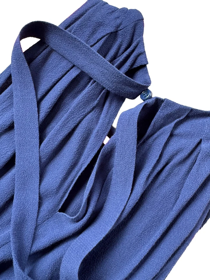 Vestido midi plisado azul marino Kate Spade New York para mujer talla 4 - sin mangas con lazo trasero Foto 4 de 4