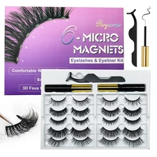 Royaomis 10 Pairs Magnetic Eyelashes with Eyeliner, Magnetic Lashes Natural L...