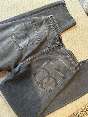 New Chanel 26s Blazy Charcoal Black Denim CC Turn lock Jeans 42