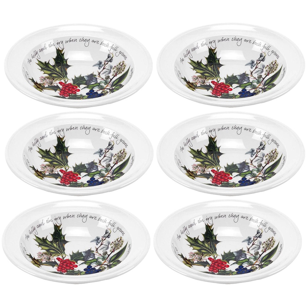 Portmeirion The Holly & The Ivy Oatmeal Bowls Set of 6 16cm Earthenware