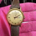 Vintage 1976 mens MERCURY Calendar Timex Watch Gold Tone WORKS