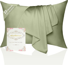 100 Mulberry Silk Pillowcase 2 Pack for Hair and Skin,Standard Size 6A Grade 23