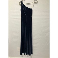 Jenny Yoo Size 00 Velvet One Shoulder Split Maxi Color French Blue Cybill Gown 