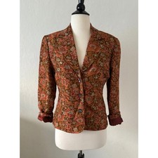 Chaqueta Blazer Vintage Oilily Floral Jacquard Para Mujer Talla 36 EE. UU. Pequeña Rara