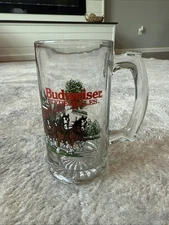 Vintage Budweiser Clydesdales Glass Mug