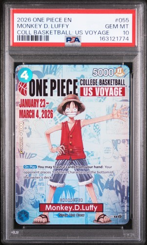 2026 ONE PIECE COLLEGE BASKETBALL: US VOYAGE PROMOS #055 MONKEY D. LUFFY PSA 10