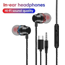 HIFI Bass Stereo Wired Earbuds Headset In-Ear Earphone Headphone MIC USB-C