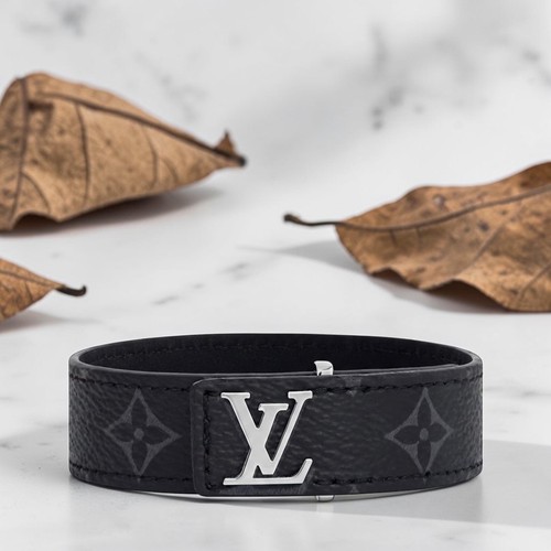 Louis Vuitton Adjustable Black Men's Bracelet-W/Box USED