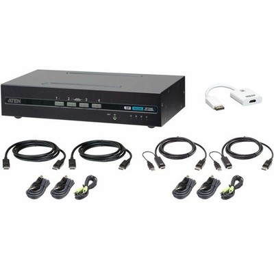 ATEN 4-Port USB DisplayPort/HDMI Dual Display Universal Secure KVM Switch Kit