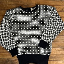 Vintage 80  s 90  s womens acrylic crew neck sweater black whitesize medium