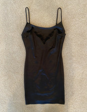 Windsor Women’s Black Solid Polyester/Spandex Full Slip Dress, Straps S