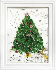 Sea Glass Christmas Tree Craft Kit for Adults: Resin  Mosaic Art Kit with Frame