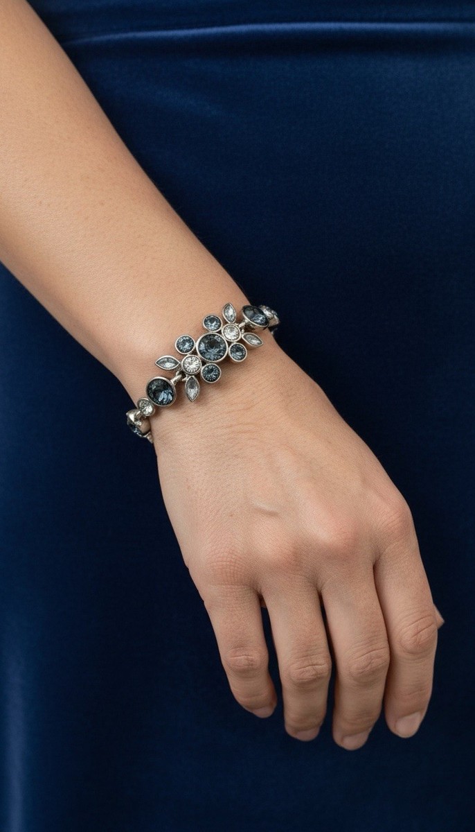 $68 Givenchy Double Blue Flower Stone Bracelet #45 GB | eBay