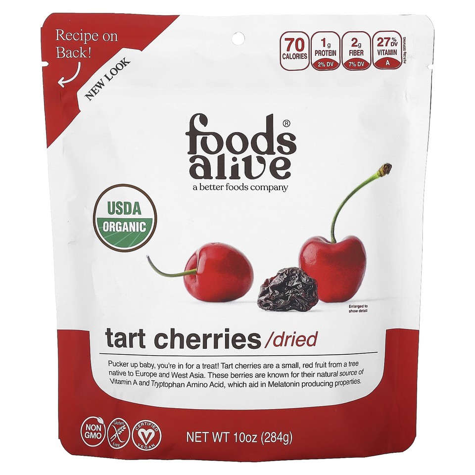 Organic Tart Cherries, Dried, 10 oz (284 g)